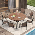 VICLLAX Patio Table and Chair Set of 8, All Weather Metal Round Outdoor Dining by HOME
