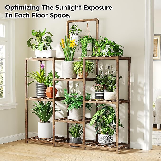 EnHomee Plant Stand Indoor Large Plant Stand Outdoor 5 Tiers Wood Tiered Plants - Image 3