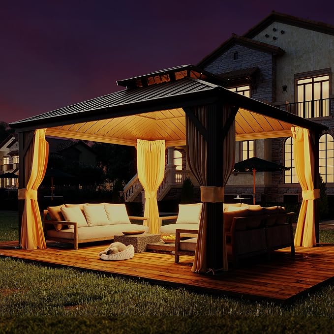 MELLCOM 12' x 14' Gazebo, Hardtop Double Roof Gazebo - Image 2