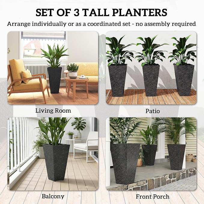 Outsunny 28 Inch Tall Planters for Outdoor Plants, Stackable Tapered Large - Image 4
