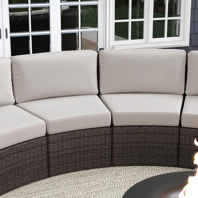 Martha Stewart Bedford Indoor-Outdoor Modular Patio Curved Sectional Sofa Seats - Image 4