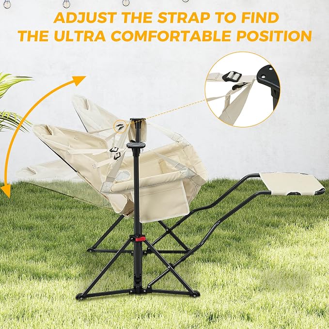 Ainfox Hammock Chair with Footrest, Oversized Swinging Portable Folding Camping - Image 4