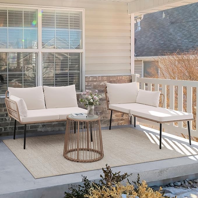 YITAHOME 3 Piece Patio Furniture Set Wicker Patio Sectional by YITAHOME
