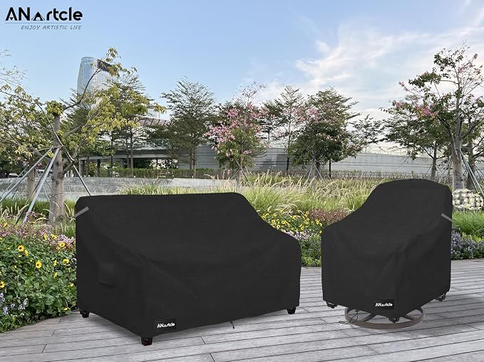 3-Seater Patio Sofa Cover, 85W x 37D x 35H Inches Outdoor Couch Cover, 100% - Image 5