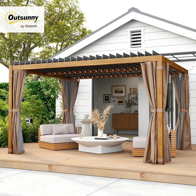 Outsunny 10' x 13' Louvered Pergola Hardtop Gazebo - Image 2