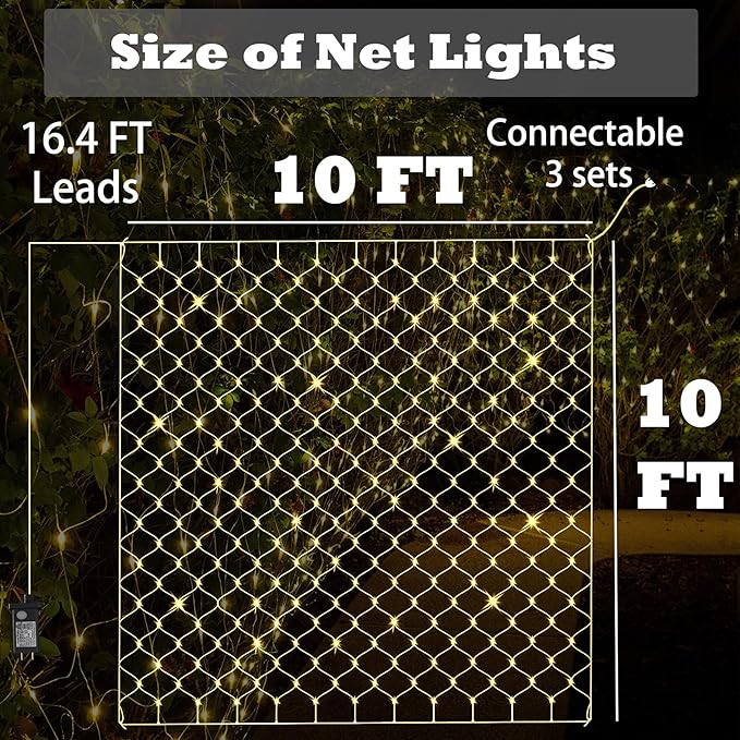 Eueasy Net Lights Outdoor, 270 LED Gazebo Lights, 10×10 FT Connectable - Image 3