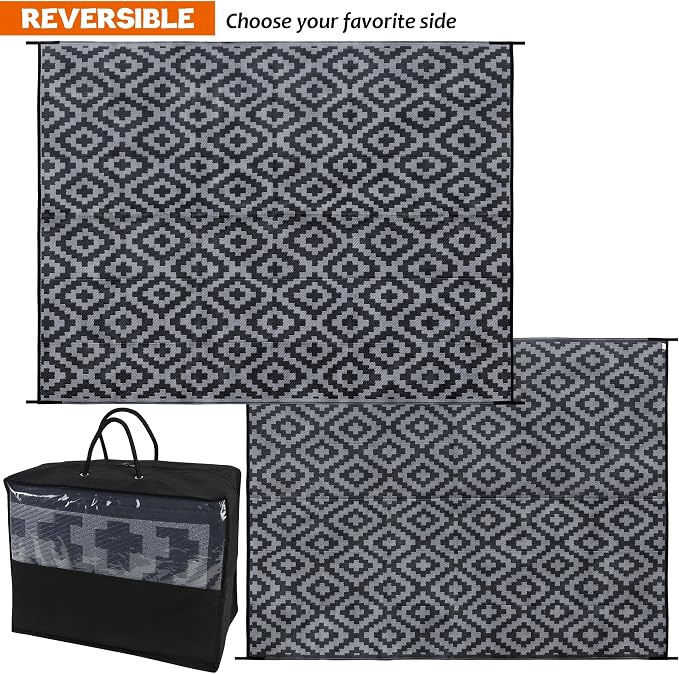 SAND MINE Waterproof Outdoor Rug 8x10 ft, Plastic Reversible Rug, Modern Area - Image 3