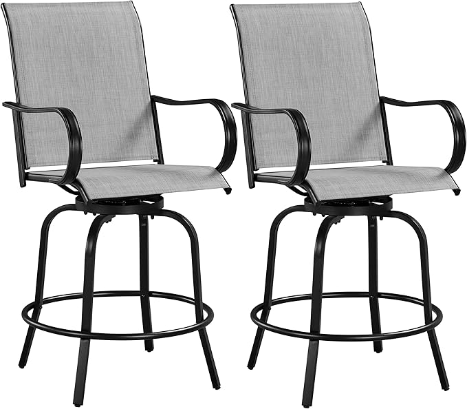 Yaheetech Patio Swivel Barstools Outdoor Chairs Set of 2, High Bistro Stools by Yaheetech