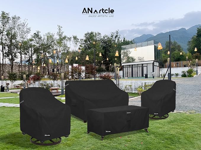 3-Seater Patio Sofa Cover, 85W x 37D x 35H Inches Outdoor Couch Cover, 100% - Image 6