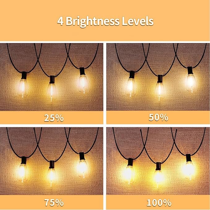 Outdoor String Lights with Remote, 50ft 25 Bulbs Low Voltage Patio Lights - Image 4