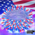 JMEXSUSS Red White and Blue Lights Clear Wire, 66 Ft 200 LED 4th of July by JMEXSUSS