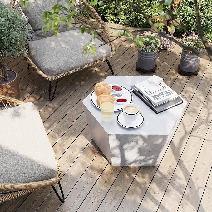 UPHA Outdoor Hexagon Coffee Table, Small Modern Minimalist Accent Tables - Image 6