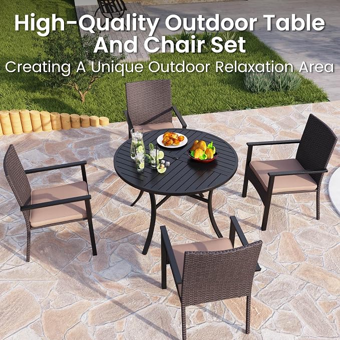 PHI VILLA 5 Piece Outdoor Dining Table Set - Image 7