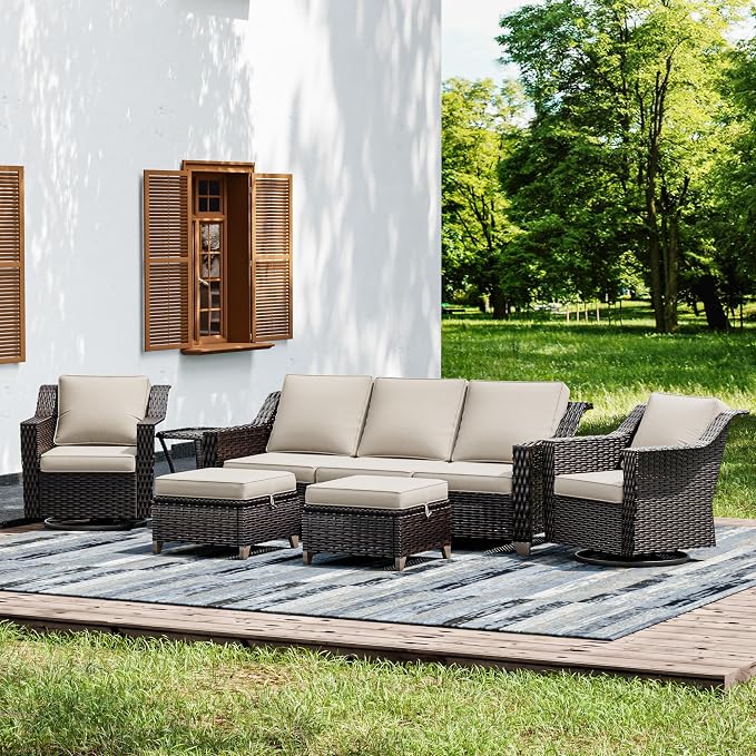 Joyside Wicker Patio Furniture Sets, 6 Pieces Upgraded Large Size Outdoor by Joyside