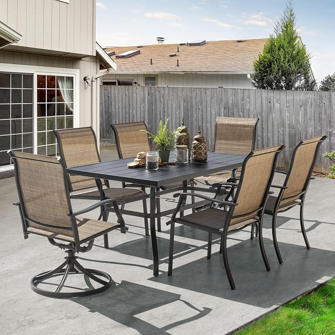 NUU GARDEN 7 Pieces Outdoor Dining Sets, Textilene Swivel Patio Table and - Image 4