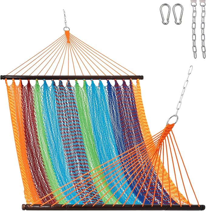 Lazy Daze Hammocks 10.5 FT Double 2 Person Caribbean Rope Hammock, Hand Woven by LazyDazeHammocks