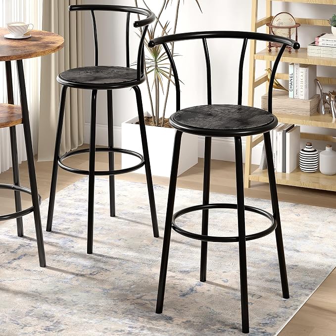 VECELO Bar Stools Set of 2, Swivel Counter Barstools - Image 8