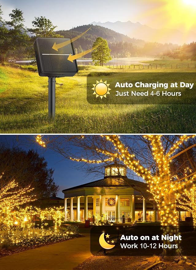 Minetom Solar String Lights Outdoor Waterproof- 40 FT 100 LED Solar Powered - Image 2
