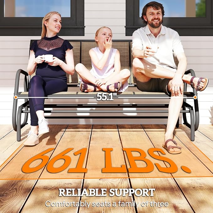 Outsunny 3-Person Patio Glider Bench, Outdoor Porch Glider Swing - Image 7