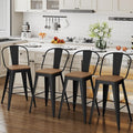 ALISH 26 Inch Industrial Bar Stools Set of 4, High Back Metal Barstools by ALISH