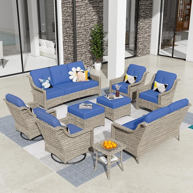 HOOOWOOO 9 Piece Patio Furniture Conversation Sets by DesignforBetterLife