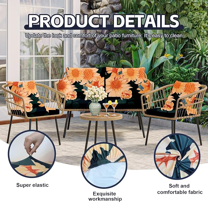 8Pcs Patio Cushion Covers, Outdoor Cushions Covers, Stretch Cushion Covers - Image 3