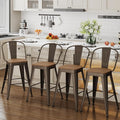 ALISH 26 Inch Industrial Bar Stools Set of 4, High Back Metal Barstools by ALISH