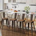 ALISH 24 Inch Industrial Bar Stools Set of 4, High Back Metal Barstools by ALISH