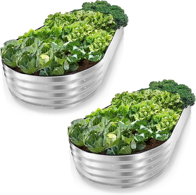 Plant & Plot Galvanized Raised Garden Beds Outdoor // 8×4×1 ft Planter Raised by PlantPlot