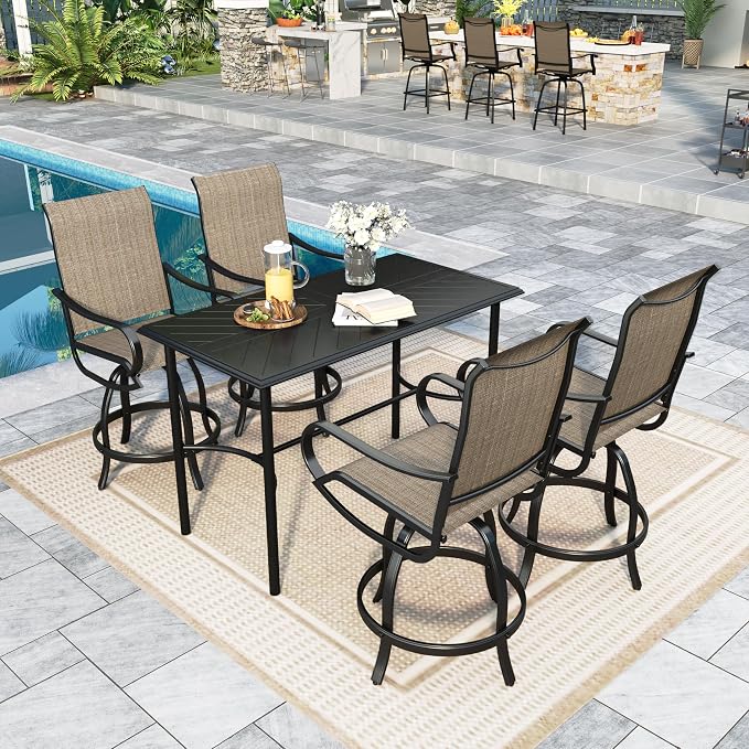 Sophia & William Outdoor Bar Set, Patio Bar Table and Chairs Set, All Weather by SophiaWilliam