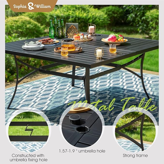 Sophia & William Patio Furniture Set Large Square Dining Table - Image 5
