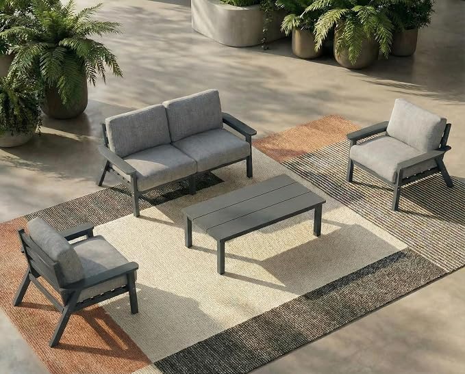 HDPE 5 Piece Patio Furniture Set, Outdoor Sectional Furniture by PatioKingdom