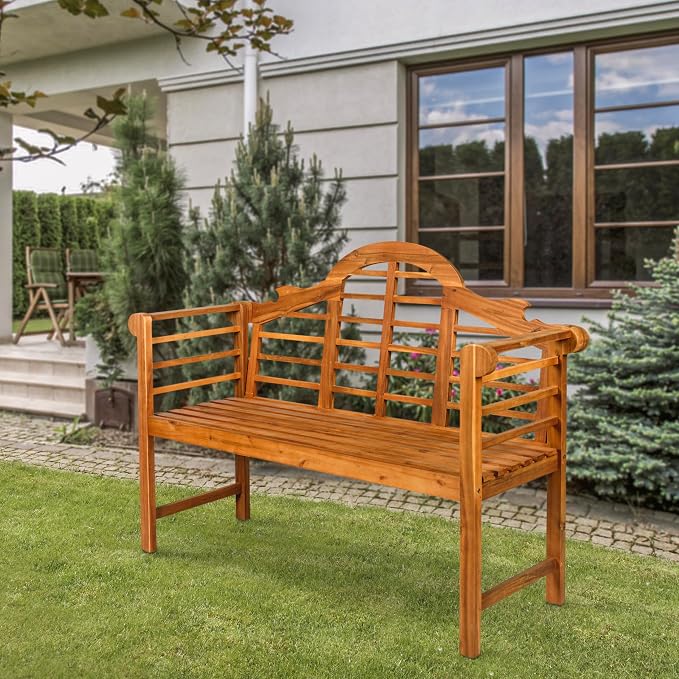 JONATHAN Y BNH103A Lutyens 51.2" 3-Seat Arched 600-Lbs Support Acacia Wood - Image 2