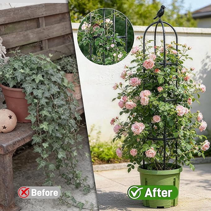 6ft Garden Obelisk Trellis for Climbing Plants-Rustproof Metal Pipe - Image 4