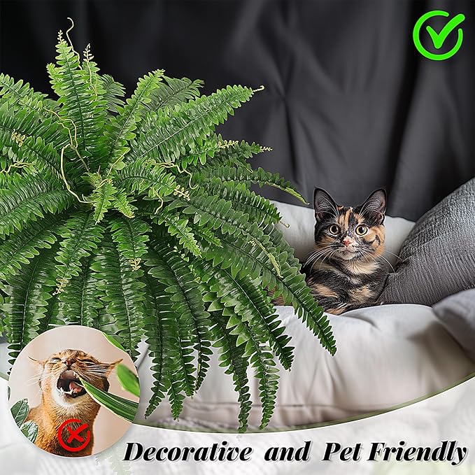 45" Fake Ferns, Realistic Large Artificial Bush Plants, 2 Artificial Boston - Image 3