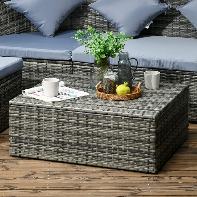 Outsunny 4-Piece Outdoor Rattan Furniture Set, Round Convertible Patio Daybed - Image 6