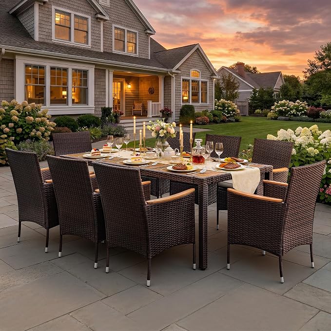 Greesum 9 Pieces Outdoor Patio Dining Set, Conversation Sets - Image 5