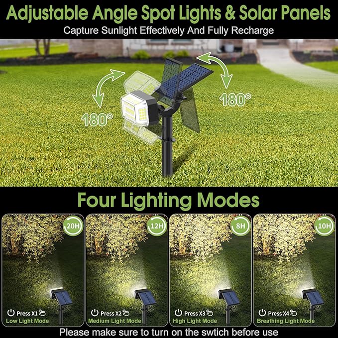 102 LED Solar Spot Lights Outdoor Waterproof IP65, Adjustable Landscape - Image 4