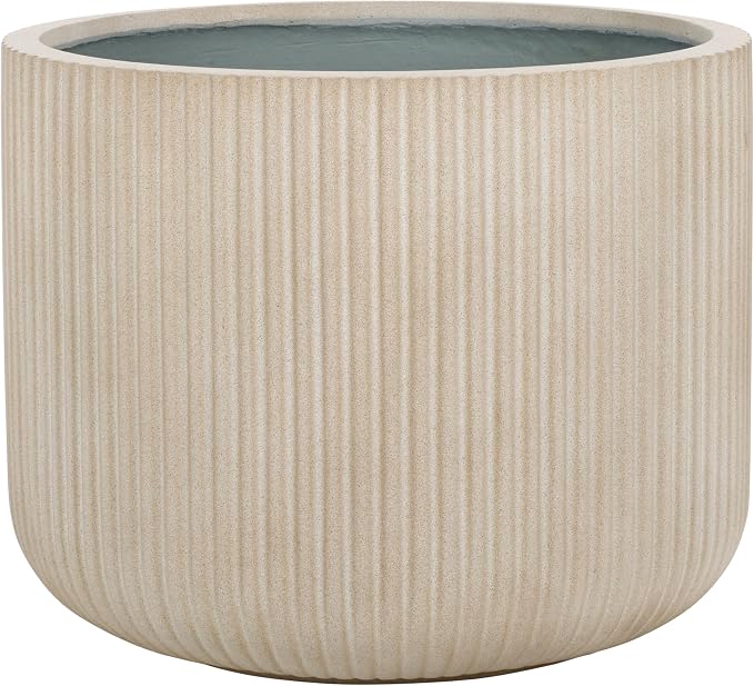 SAFAVIEH Outdoor Collection Lucca Beige Cement Ficonstone Planter Pot by SAFAVIEH