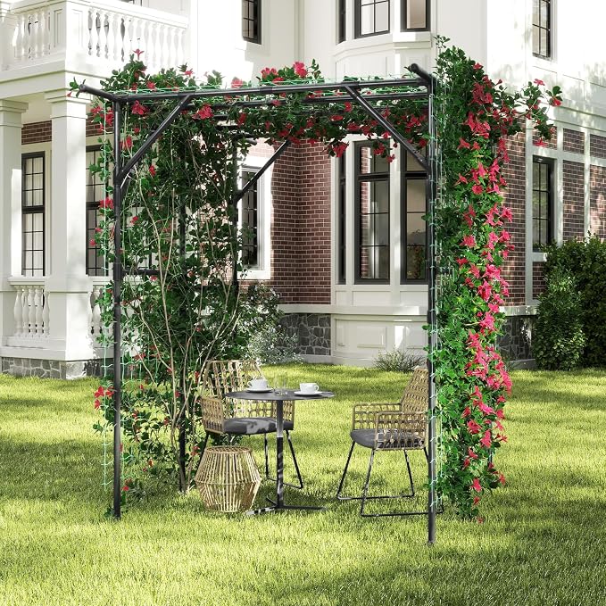 HAPPYGRILL Garden Arch Trellis for Climbing Plants Outdoor, Rustproof PE-Coated - Image 2