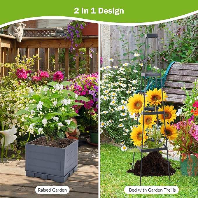 GENMOUS Raised Garden Bed with Tomato Planter Box Trellis, Tomato Planter Cage - Image 5