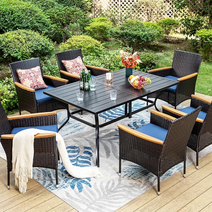 Sophia & William 7 Pieces Patio Dining Set, Rectangular Outdoor Table and by SophiaWilliam
