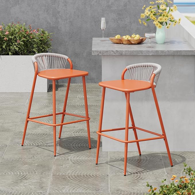 Christopher Knight Home Hearth 29.5" H Patio Barstools Set of 2, Aluminum Frame by ChristopherKnightHome