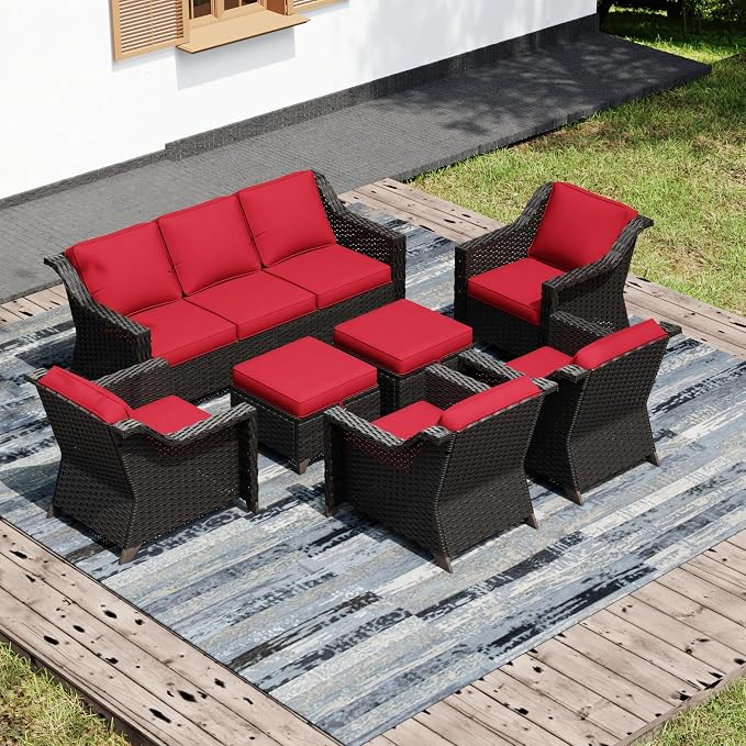 Joyside Wicker Patio Furniture Sets, 7 Pieces Upgraded Large Size Outdoor by Joyside