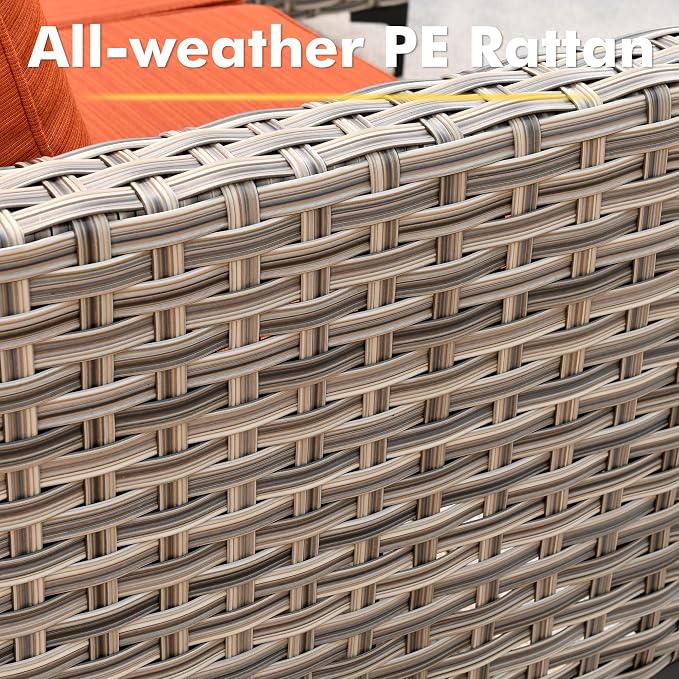 Outdoor Sectional Patio Furniture Set, 10 Pieces Wicker Conversation Sets L - Image 6