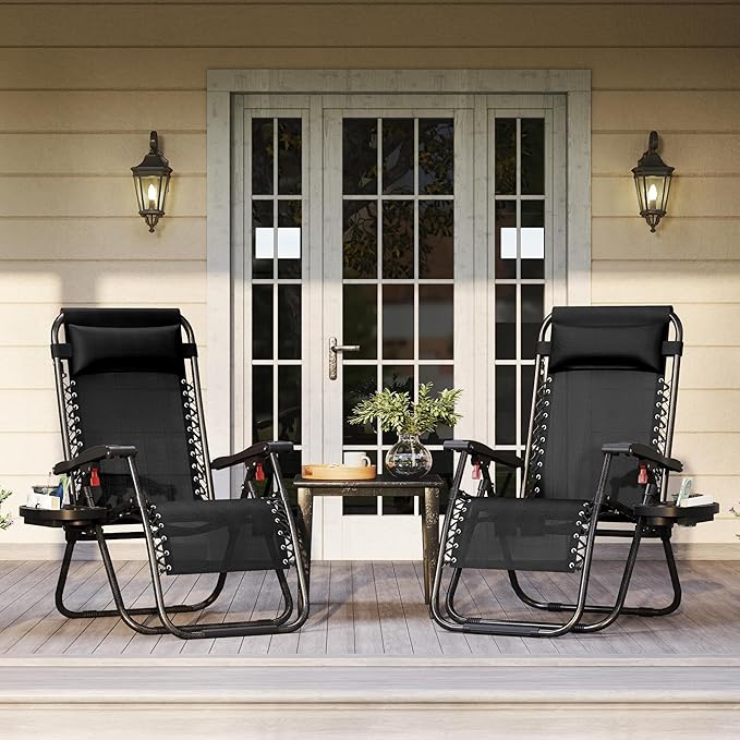 Yaheetech 26" Zero Gravity Recliners Outdoor Adjustable Folding Reclining - Image 2