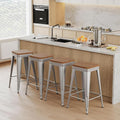 Bar Stools Set of 4 Metal Bar Stool Counter Height Bar Stools Sliver, Modern by POINTANT