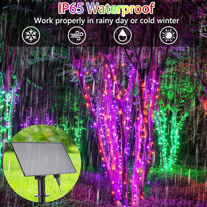 118Ft Solar String Lights Outdoor Waterproof, 18 Colors Changing 300 LED - Image 4