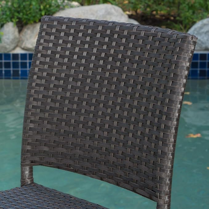 Christopher Knight Home Neal Outdoor Wicker Barstools, 4-Pcs Set, Dark Brown - Image 3