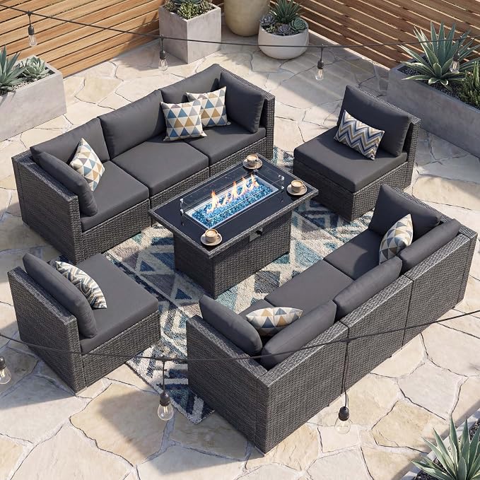 NICESOUL 9 Piece Modern Oversized Outdoor Patio Furniture Set - Image 2